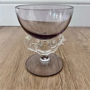 Morgantown Chanticleer Purple Rooster Cocktail Goblet Cordial Glass 4” RETIRED‎